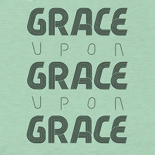 Load image into Gallery viewer, ART VIEW - Grace Upon Grace t-shirt available in multiple colors adorned with typography and inspired by the Bible verse John 1:16 ESV.

